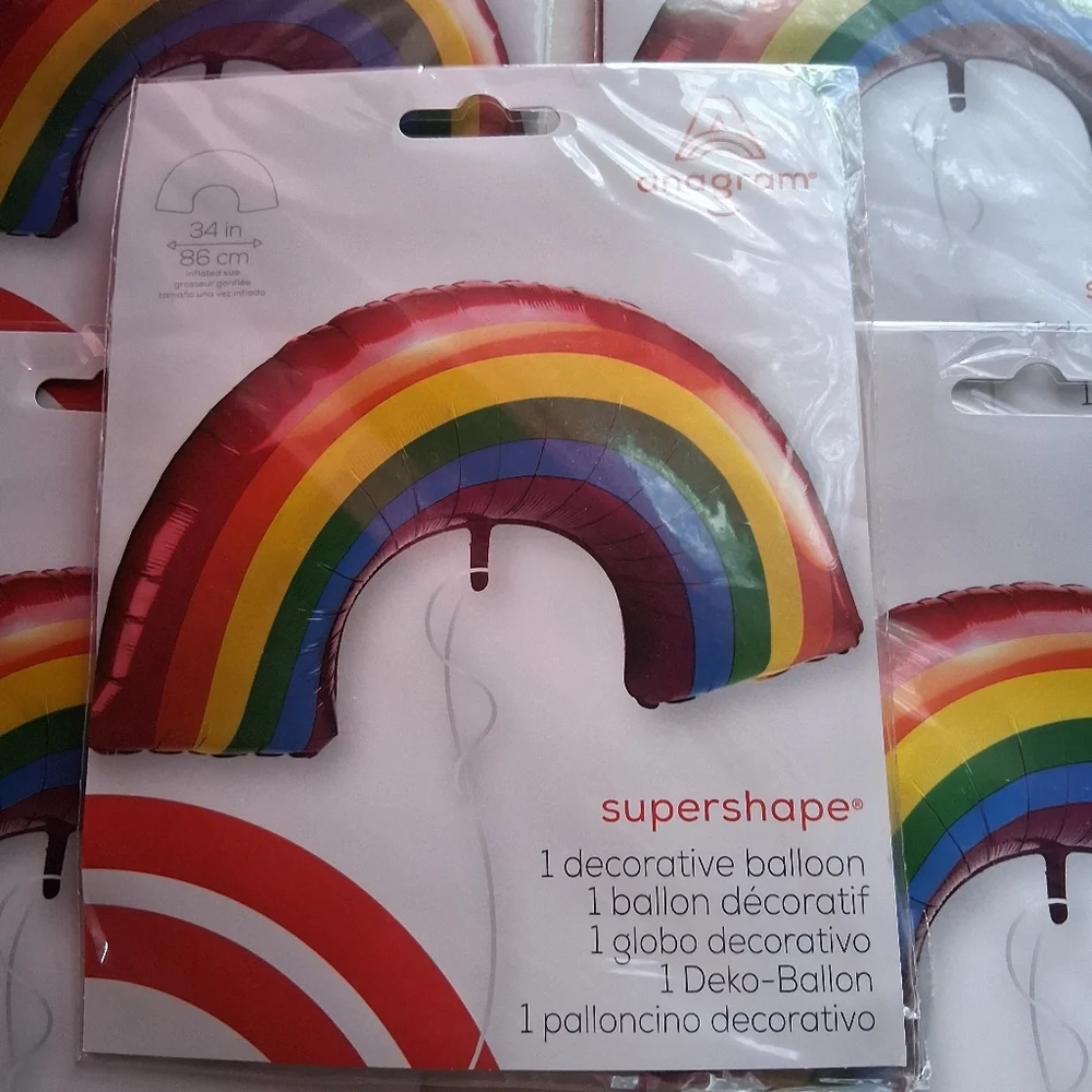 Bundle Of 5 Supershape Rainbow Balloons